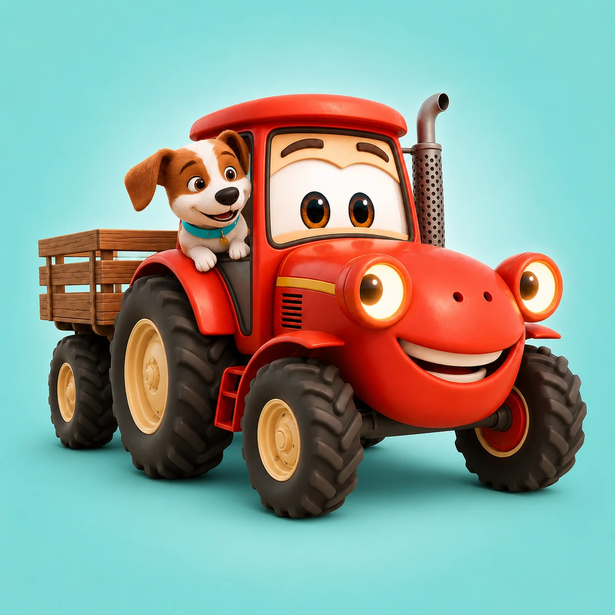 Der freundliche Traktor mit seinem Hund